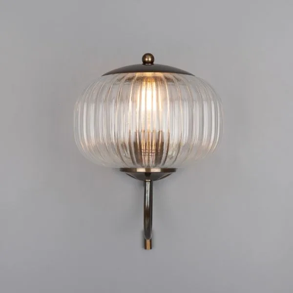 Nehir Reeded Glass Wall Light with Pull Switch Holophane & Prismatic Wall Lights Great Lighting UK Ltd